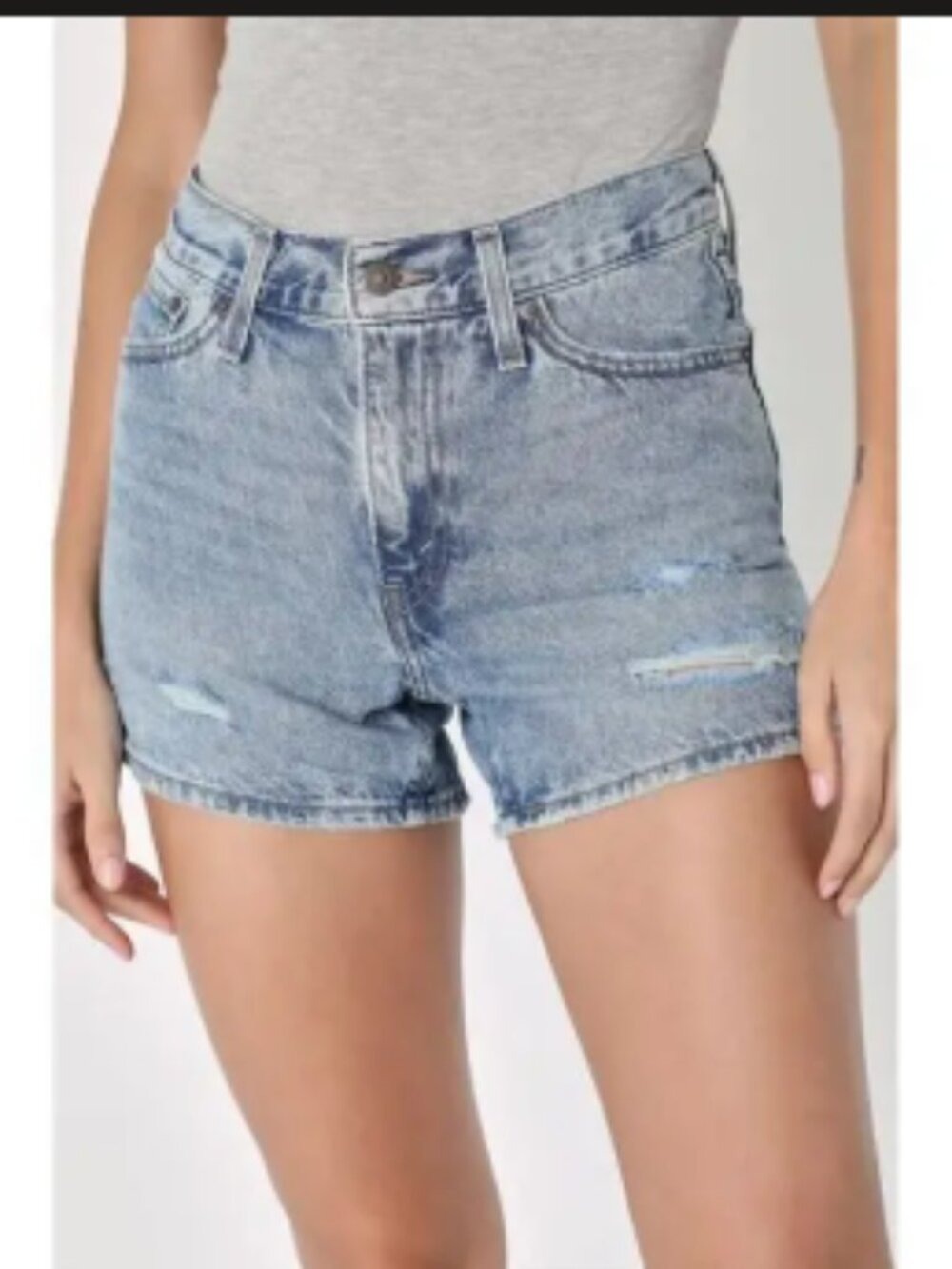 LEVI'S PREMIUM DENIM MOM SHORTS HIGH WAISTED W/DISTRESSING AT FRONT WOMENS SZ 24